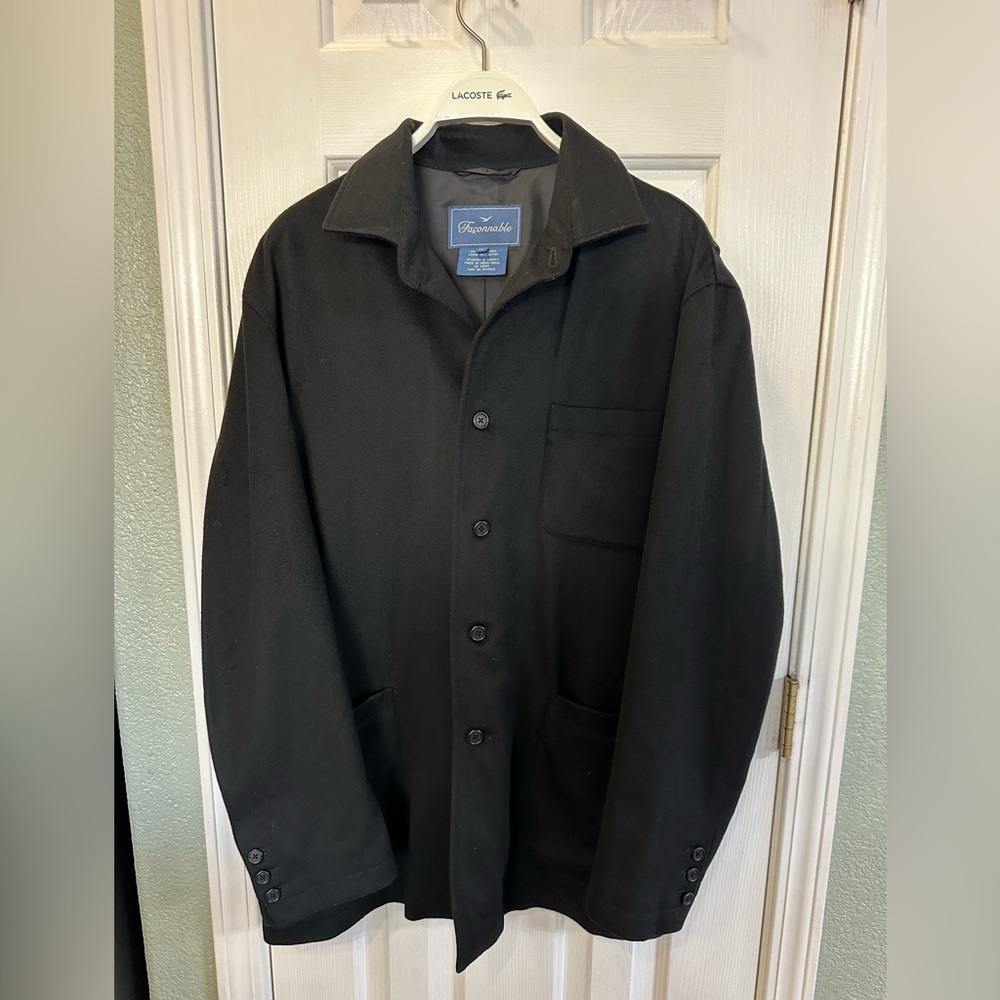 FAÇONNABLE Men’s 100% Wool Black Button Front Jacket Size:L